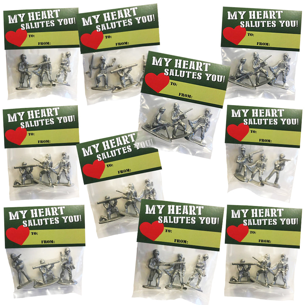 Army Men Valentines "My Heart Salutes You!" 10 Pack