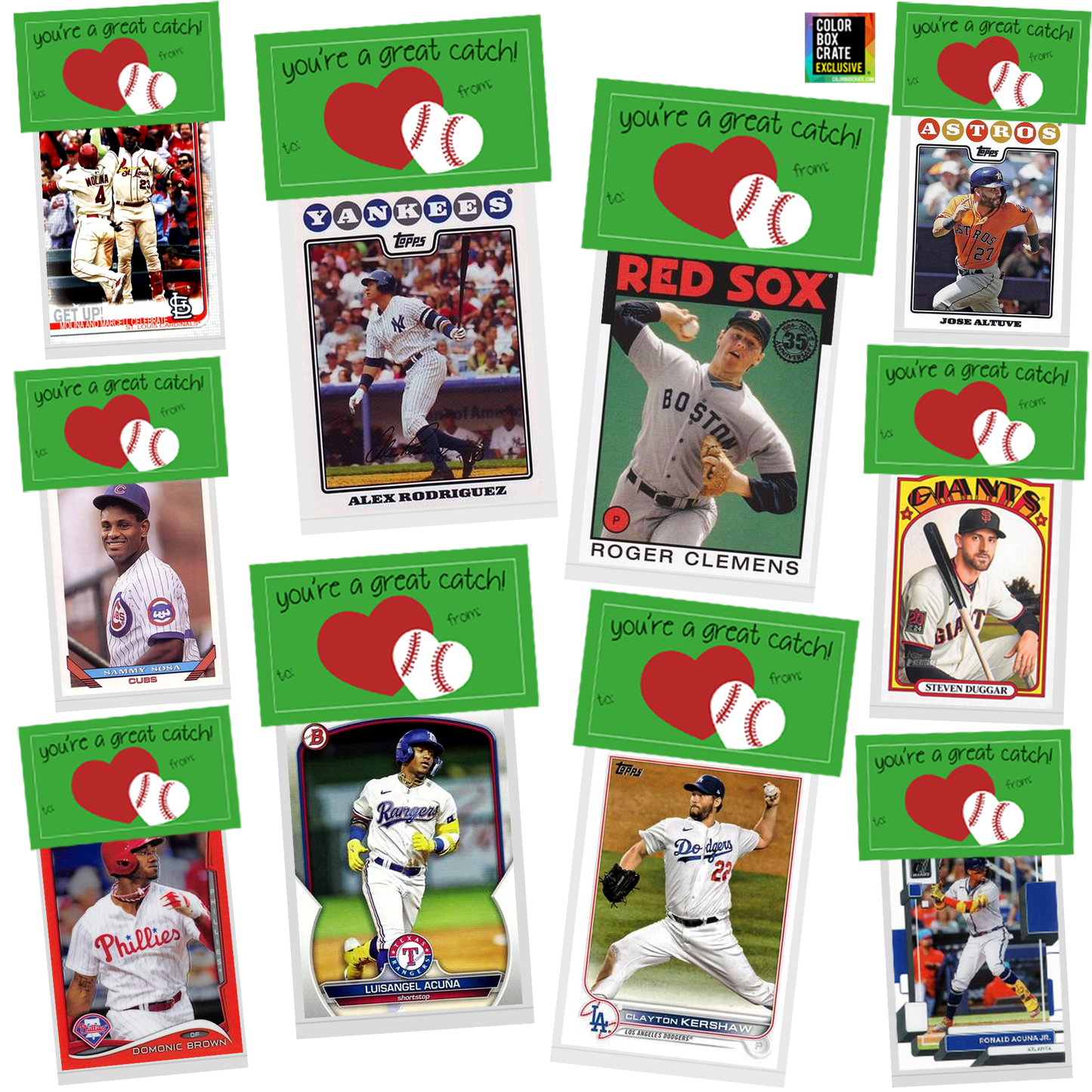Baseball Valentines "You're A Great Catch!" 10 Pack