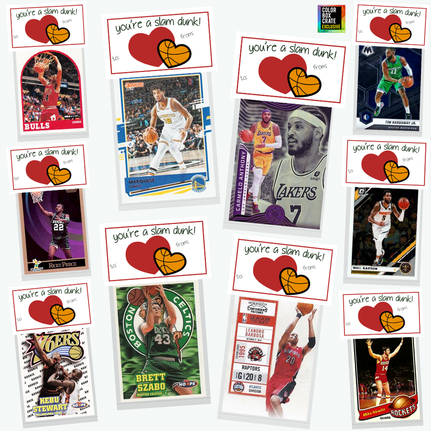 Basketball Valentines "You're A Slam Dunk!" 10 Pack