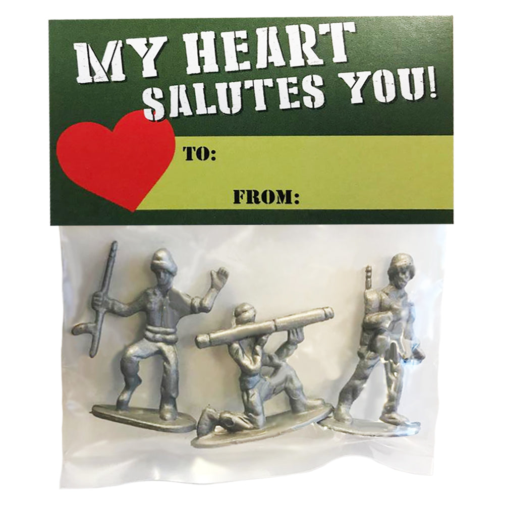 Army Men Valentines "My Heart Salutes You!" 10 Pack