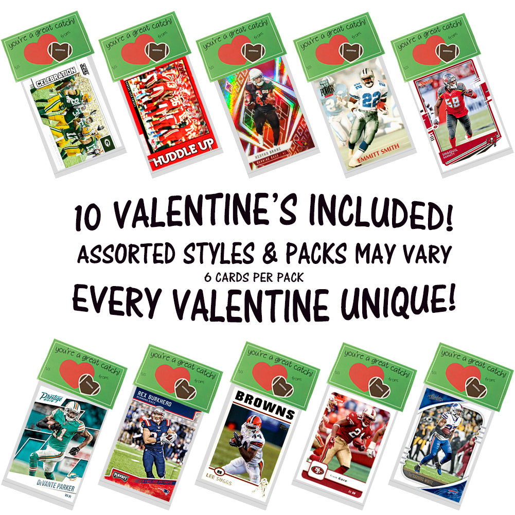 Football Valentines "You're A Great Catch!" 10 Pack