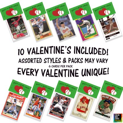 Baseball Valentines "You're A Great Catch!" 10 Pack