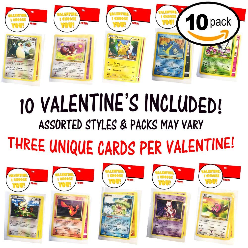 ColorBoxCrate Pokemon Valentines Day Cards for Kids School Classroom Exchange Valentine I Choose You 10 Pack HASSLE FREE Pre Assembled Gift