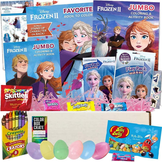 Frozen Easter Basket Care Package, HASSLE FREE 20pc Girls Set, Anna Elsa Olaf Frozen 2 Activities, Easter Candy, Filled Easter Eggs & MORE