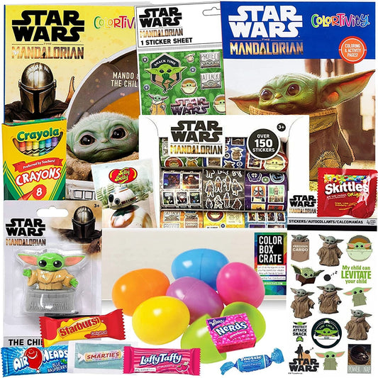 The Mandalorian Easter Basket Care Package, 20pc Set, Easter Toys with Mandalorian Star Wars Easter Basket Stuffers, Books, Stickers & More