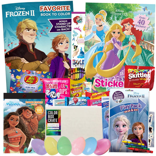Disney Princess Easter Basket Care Package, 20pc Set, Easter Basket Stuffers with Disney Princess Coloring Books, Princess Stickers, & More!